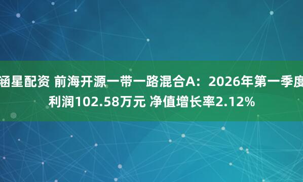 涵星配资 前海开源一带一路混合A：2026年第一季度利润102.58万元 净值增长率2.12%
